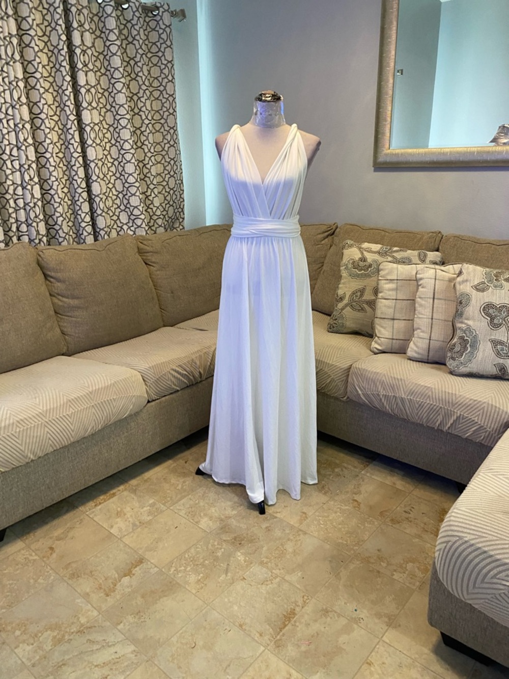 New Women Small White Do your own style infinity maxi Dress